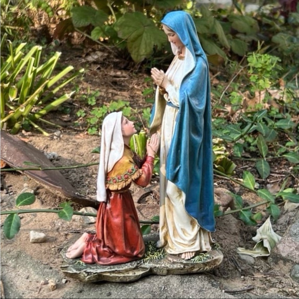 Mary Our Lady of Lourdes and Saint Bernadette 10.5” Religious Saint Statue